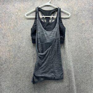 Lululemon Tank Top Women 8 Black All Tied Up Built-In Gray Heather Strappy